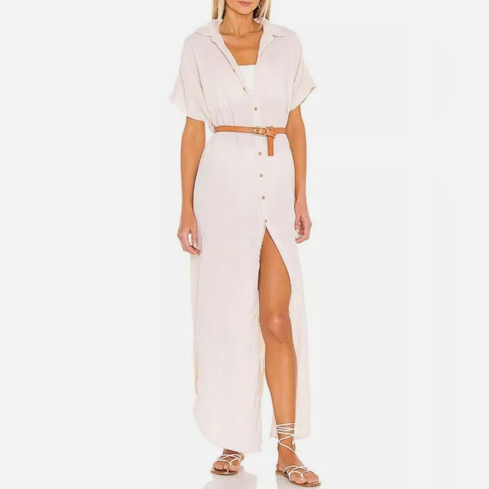 NWOT Light Sand Button-Up Shirt Dress